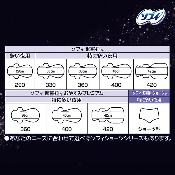 Sofy Super Deep Sleep Premium Extra-Thick 360 Overnight Sanitary Pads with Wings 36cm 12 Pads (Made in Japan)