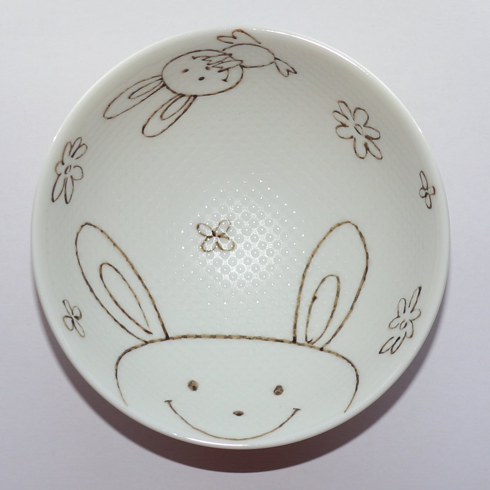 Bowl Smile Animal Rabbit Kids Rice Bowl 11cm Mino Ware Made in Japan