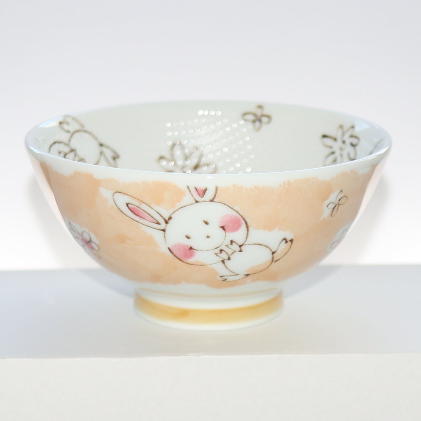 Bowl Smile Animal Rabbit Kids Rice Bowl 11cm Mino Ware Made in Japan