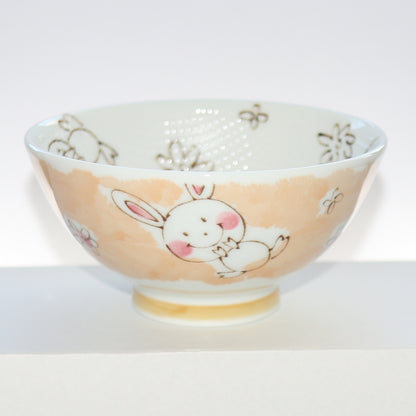 Bowl Smile Animal Rabbit Kids Rice Bowl 11cm Mino Ware Made in Japan