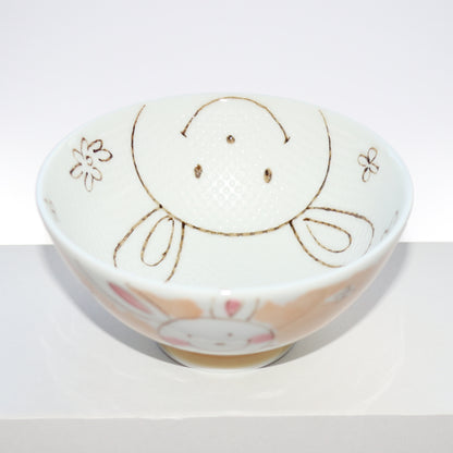 Bowl Smile Animal Rabbit Kids Rice Bowl 11cm Mino Ware Made in Japan