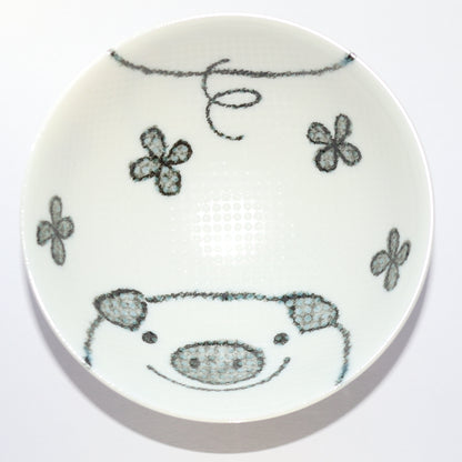 Bowl Smile Animal Piggy Kids Rice Bowl 11cm Mino Ware Made in Japan