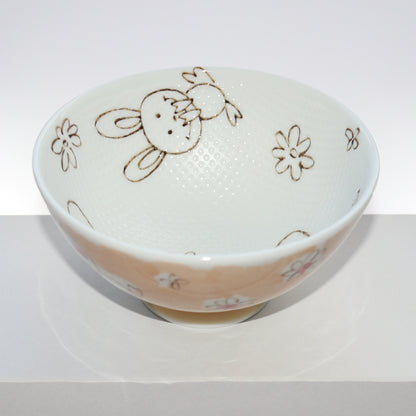 Bowl Smile Animal Rabbit Kids Rice Bowl 11cm Mino Ware Made in Japan