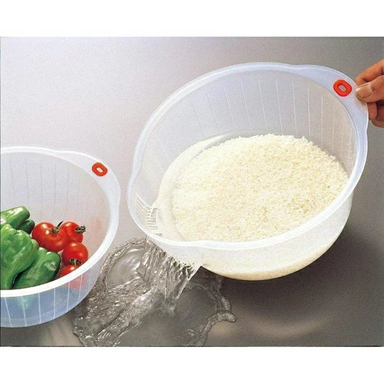 Inomata Speed Bowl 23 Rice & Vegetable Washing Bowl, Clear (Made in Japan)