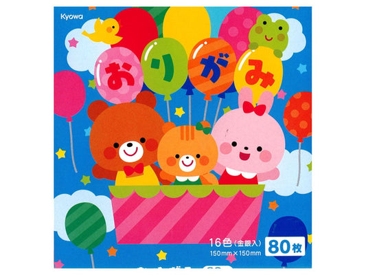 Kyowa Origami Paper 15×15 cm 80 Sheets (16 Colours with Gold & Silver, Made in Japan)