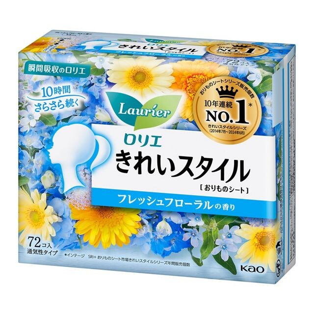 Kao Laurier Perfect Style Breathable Pantyliners 14cm 72pcs (Fresh Floral) (Made in Japan)