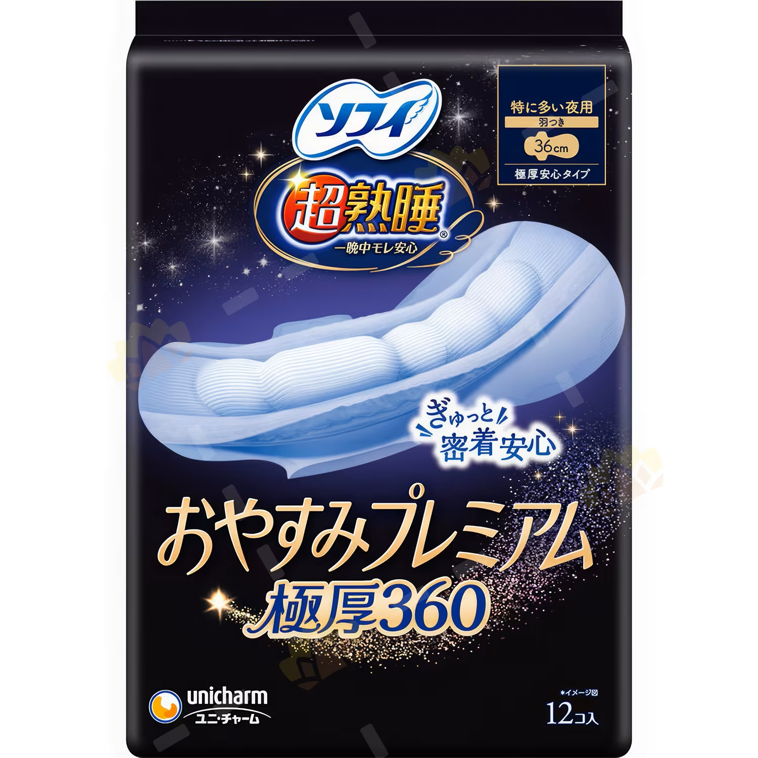 SOFY Premium Extra-Thick Overnight Sanitary Pads with Wings 36cm – 12 Pads (Made in Japan)
