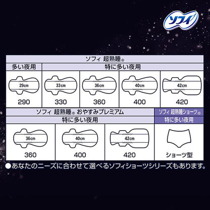 Sofy Super Deep Sleep Premium Extra-Thick 360 Overnight Sanitary Pads with Wings 36cm 12 Pads (Made in Japan)